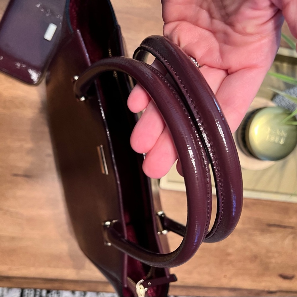 Kate Spade ♠️ Burgundy Bristol Drive Patent Leather Large Tote & Long Zip Wallet - Picture 5 of 14